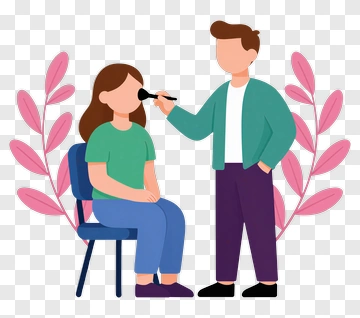 Makeup Artist Applying Makeup To Client PNG