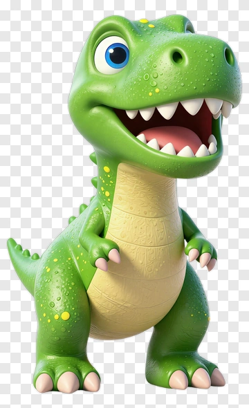 Cartoon Dinosaur With A Happy Expression PNG