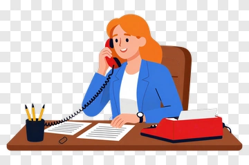 Businesswoman Talking On The Phone At Her Desk PNG