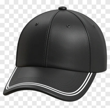 Black Baseball Cap With White Trim PNG