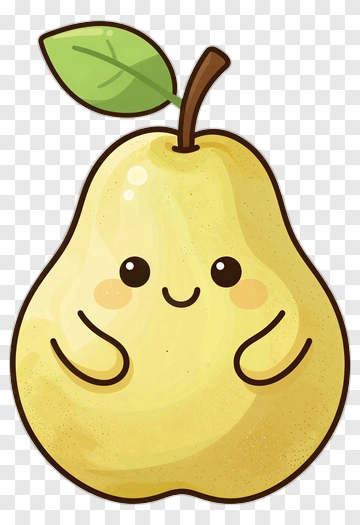 Cute Cartoon Pear With A Leaf PNG