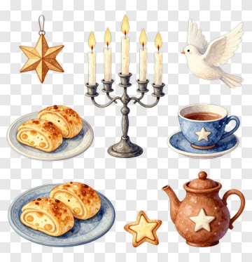 Festive Table Setting With Candle Holder And Pastries PNG
