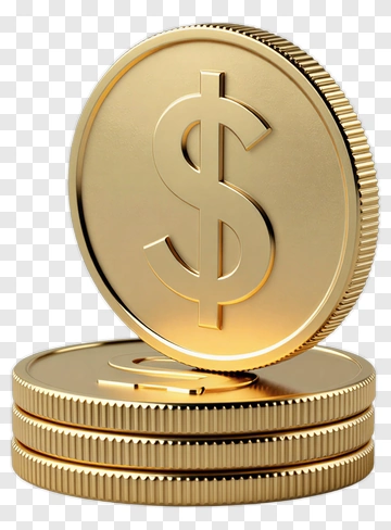 Gold Coins Stacked With Dollar Sign PNG