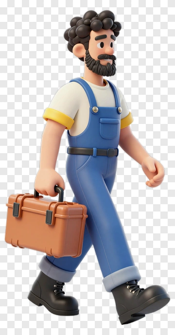 3D Construction Worker Carrying A Toolbox PNG