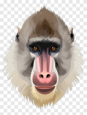 Baboon Face Illustration PNG