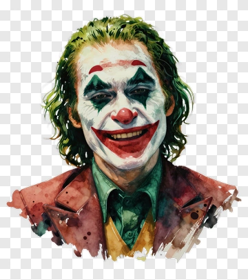 Watercolor Joker Portrait PNG