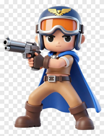 3D Cartoon Character Holding A Gun PNG