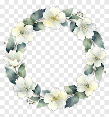 Watercolor Floral Wreath PNG