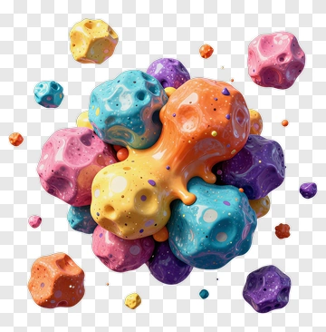 Colorful Abstract Cluster Of 3D Shapes PNG