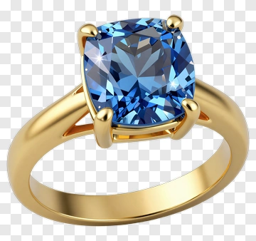 Gold Ring With Blue Gemstone PNG