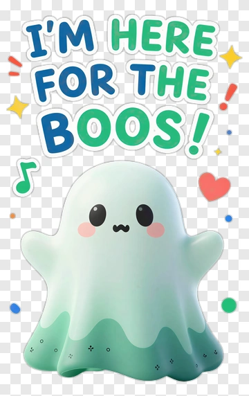 Cartoon Ghost Here For The Boos PNG