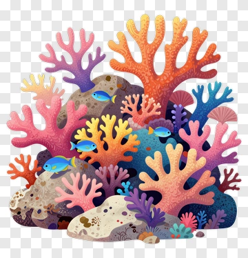 Colorful Coral Reef With Fish PNG