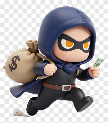 Cartoon Thief Running With Money Bag PNG
