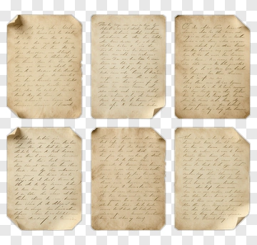 Vintage Handwritten Letters On Aged Paper PNG