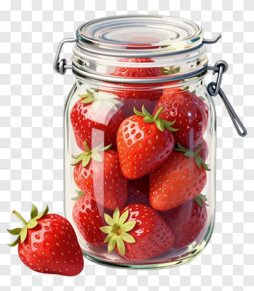 Glass Jar Filled With Fresh Strawberries PNG