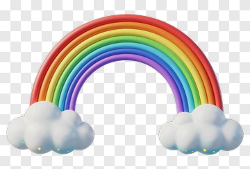 Colorful Rainbow With Clouds PNG