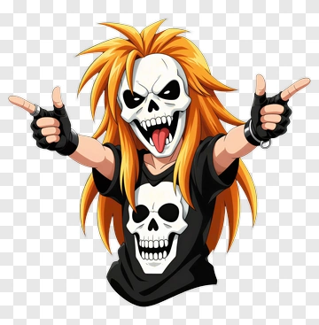Cartoon Character With Skull Mask And Spiky Hair PNG