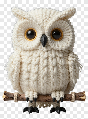 Felt Owl Sitting On A Branch PNG