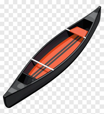 Black Kayak With Orange Stripes PNG