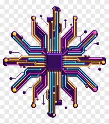 Colorful Circuit Board Design PNG