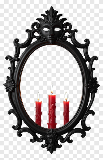 Black Mirror With Red Candles PNG