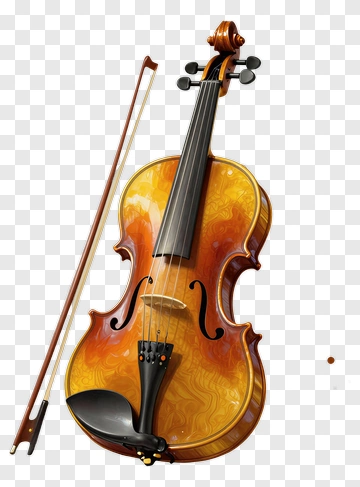 Realistic Violin With Bow PNG