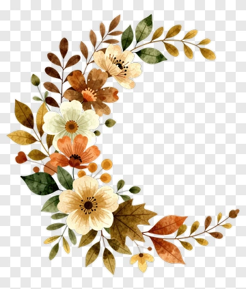 Colorful Floral Arrangement In A C Shape PNG