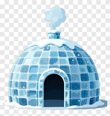 Cartoon Igloo With Smoke PNG