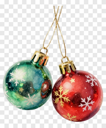 Colorful Christmas Ornaments With Snowflakes PNG