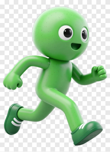Cartoon Green Character Running PNG