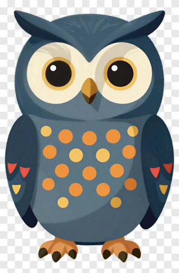 Cartoon Owl With Colorful Polka Dots PNG