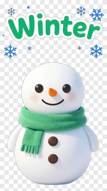 Cartoon Snowman With Winter Text PNG