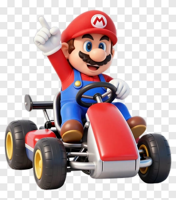 Mario Driving A Go-Kart PNG