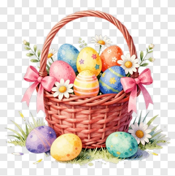 Colorful Easter Egg Basket PNG