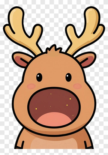 Cartoon Reindeer With Open Mouth PNG