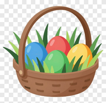 Easter Basket With Colorful Eggs PNG