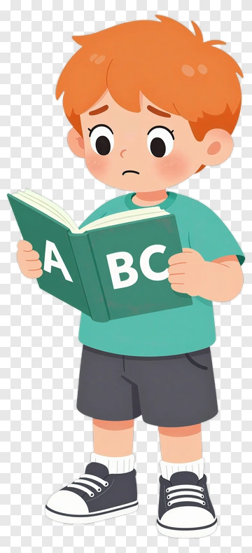 Child Reading An Abc Book PNG