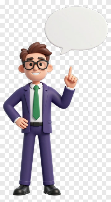 Cartoon Businessman Pointing With Speech Bubble PNG