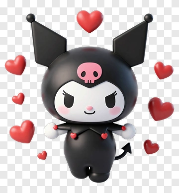 Kawaii Character Surrounded By Hearts PNG
