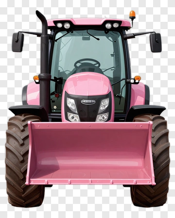 Pink Tractor With Front Loader PNG