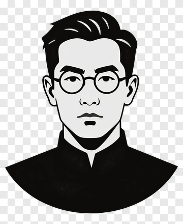 Stylized Portrait Of A Man With Glasses PNG