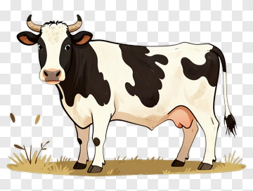 Cartoon Cow Standing In A Field PNG