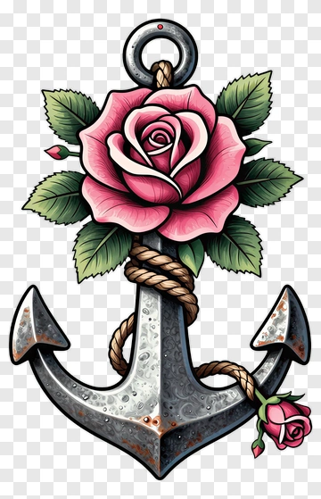 Rose Wrapped Around An Anchor PNG