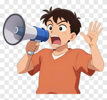 Cartoon Boy Using A Megaphone PNG