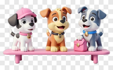 Cartoon Dogs Sitting On A Bench PNG