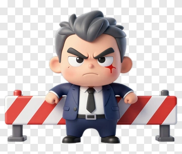 Cartoon Businessman Standing At A Barrier PNG