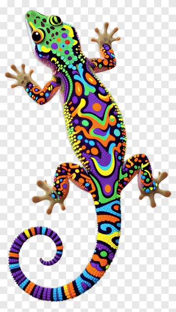 Colorful Gecko With Intricate Patterns PNG