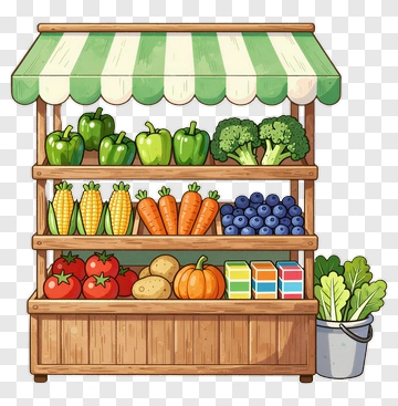 Vegetable Stand With Fresh Produce PNG