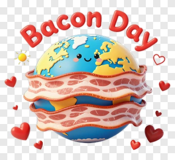 Bacon Day Earth With Bacon Strips PNG