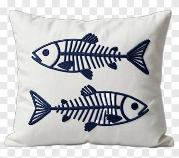 Embroidered Fish Bone Pillow PNG